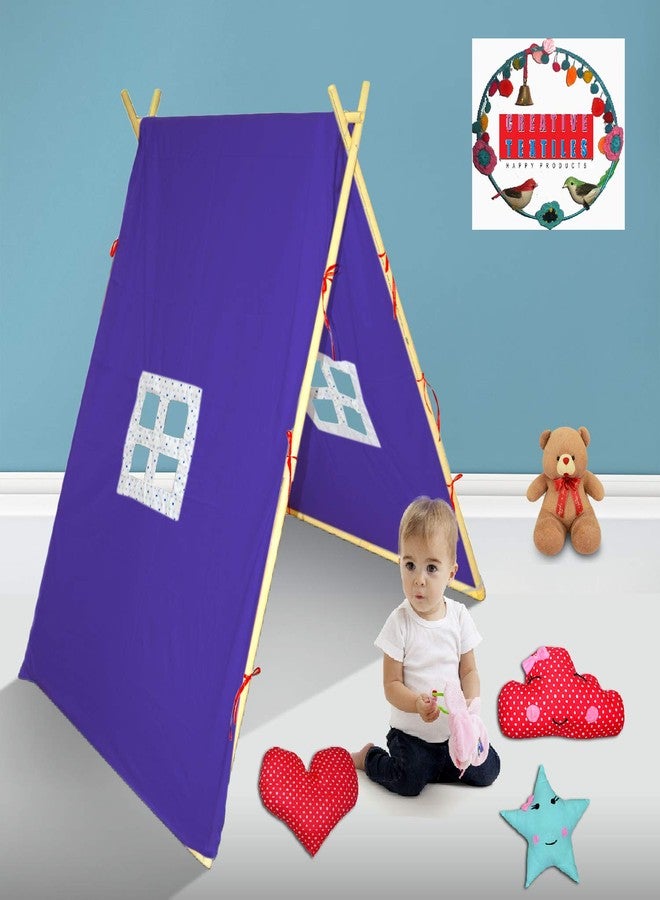CREATIVE TEXTILES Tent House for Kids Collapsible A Frame Play Tent | Tent House | Play House for Children (Purple) - Image 5